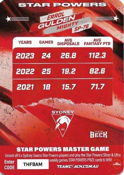 2024 AFL TeamCoach - Star Powers Silver #SP-76 Errol Gulden Back
